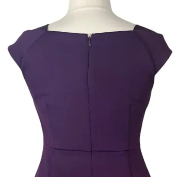 Calvin Klein Sheath Dress Cap Sleeve Square Neck Scuba Plum Women’s Size 14 - Picture 8 of 12